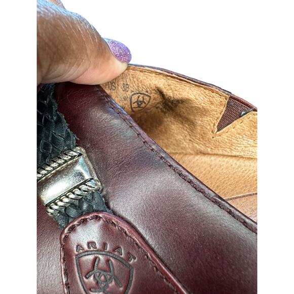 Ariat Burgundy Leather Western‎ Cowgirl Braided Slip On Mule Clogs Size 8 - Picture 8 of 11